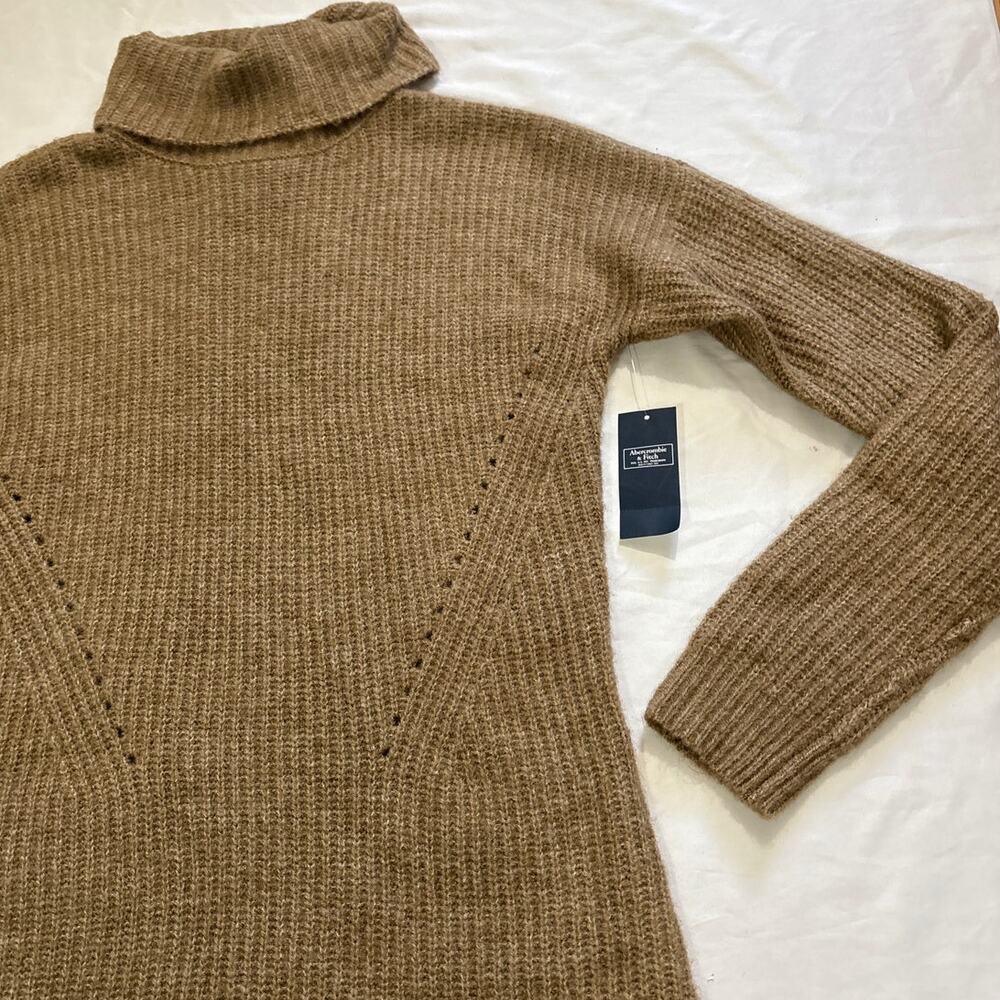 NWT Abercrombie & Fitch Women’s Small Tall Cowl Neck Sweater Dress Winter Knit - Picture 4 of 9